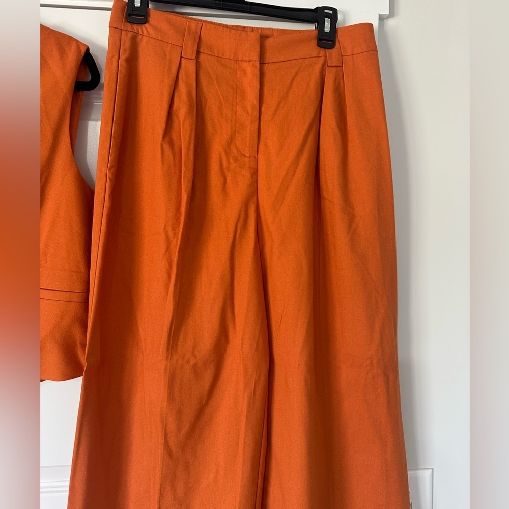 Women's Orange Linen Blend Pants & Vest Set - Picture 5 of 8